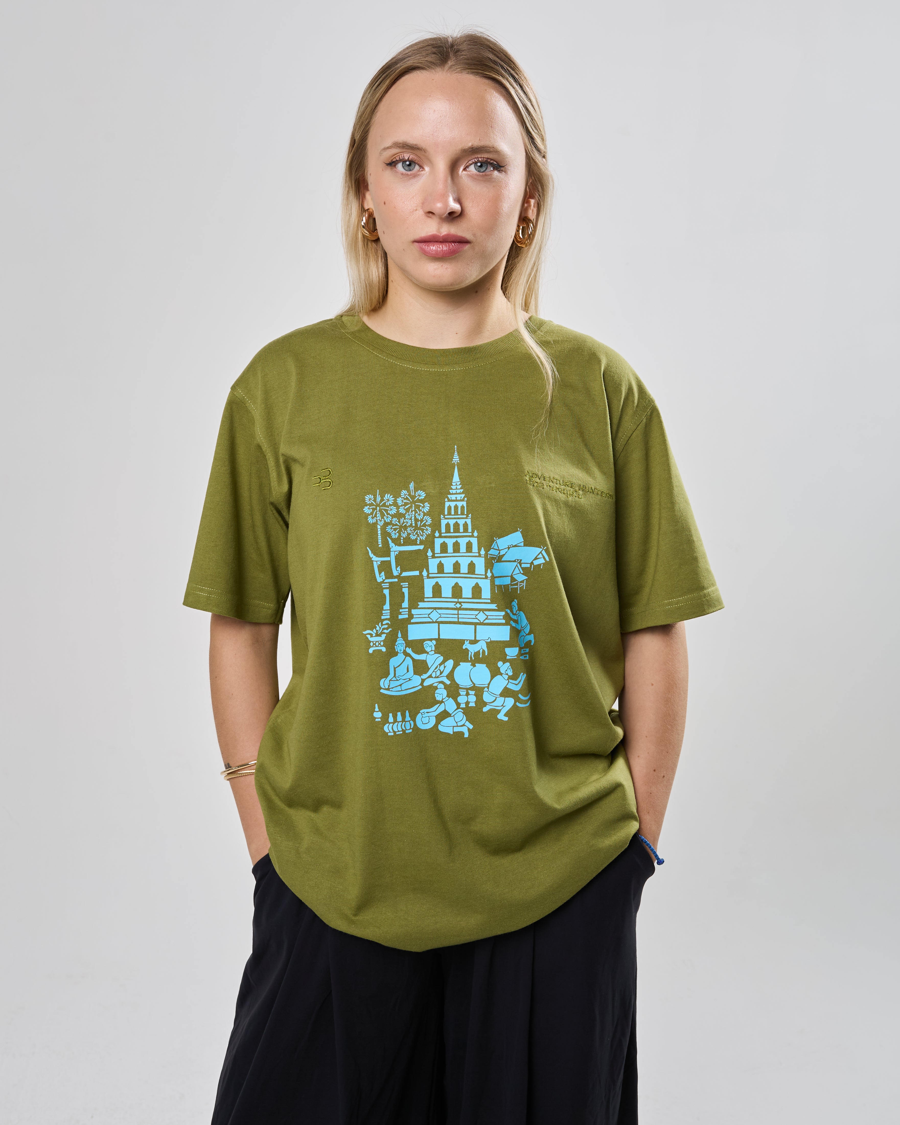 Tričko THAILAND pagoda olivovo zelená