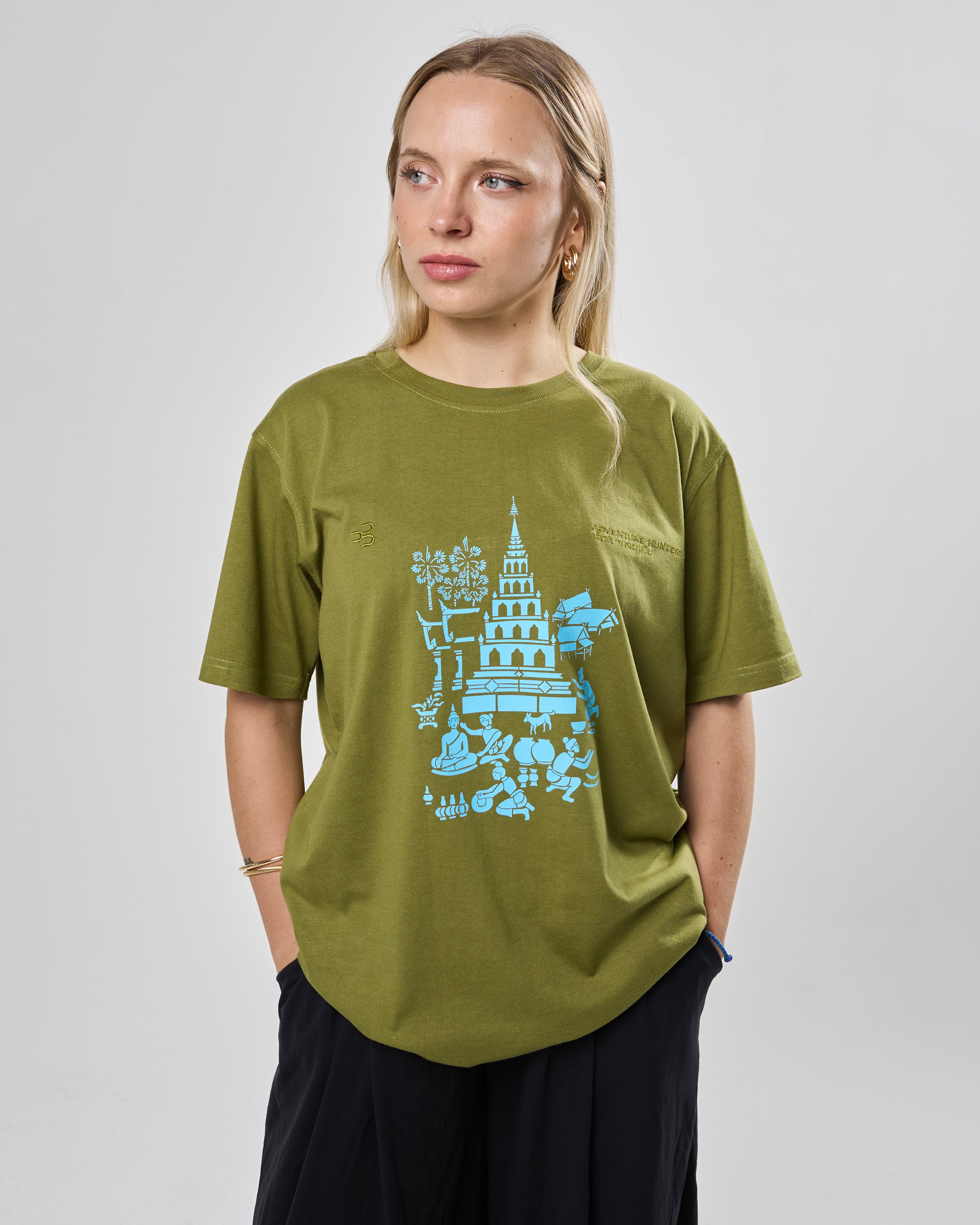 Tričko THAILAND pagoda olivovo zelená